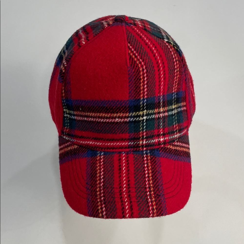 “NEW” Red Plaid Wool Baseball Cap